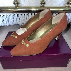 Etienne Aigner Terracotta Suede Heels